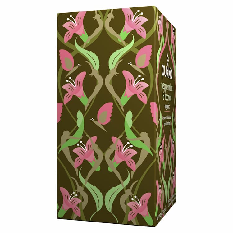 Pukka Herbs Peppermint & Licorice Herbal Tea Bags Organic & Fair Peppermint Leaf and Licorice