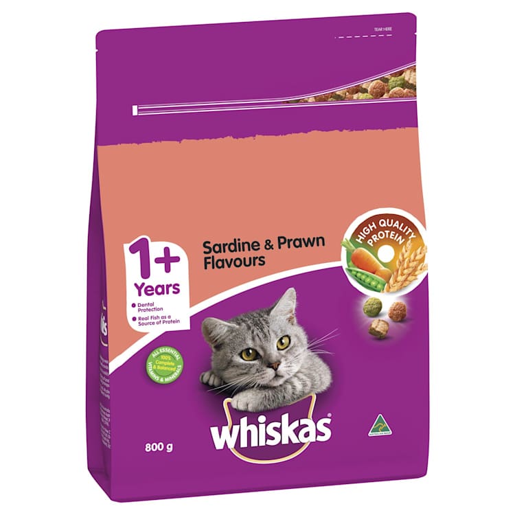 Whiskas 1+ Dry Cat Food Sardine & Prawn Flavours