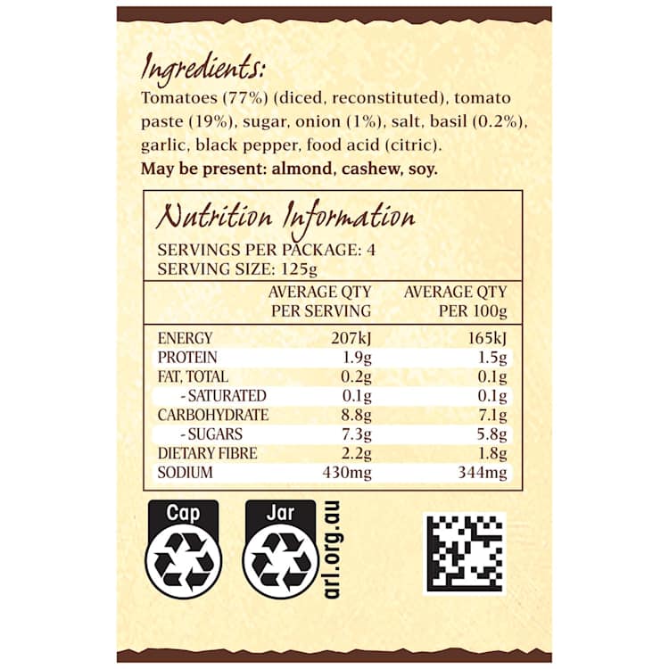 Five Brothers Pasta Sauce Tomato & Basil