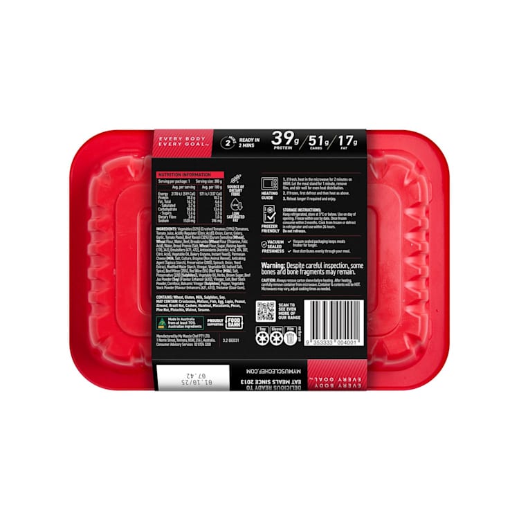 My Muscle Chef Beef Ravioli With Napolitana Sauce