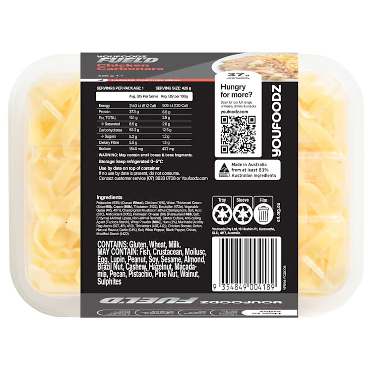 Youfoodz Fuel'd Chicken Carbonara