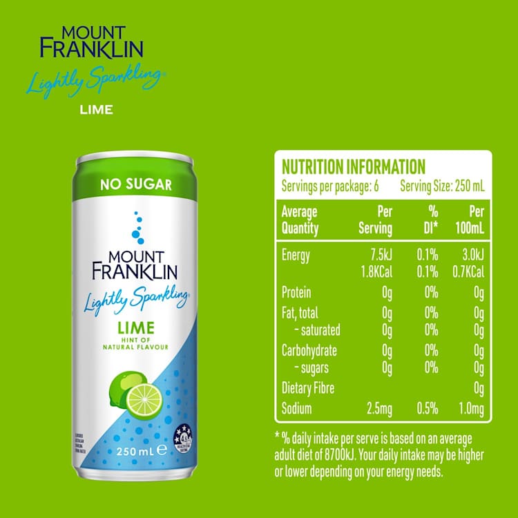 Mount Franklin Lightly Sparkling Water Lime Multipack Mini Cans