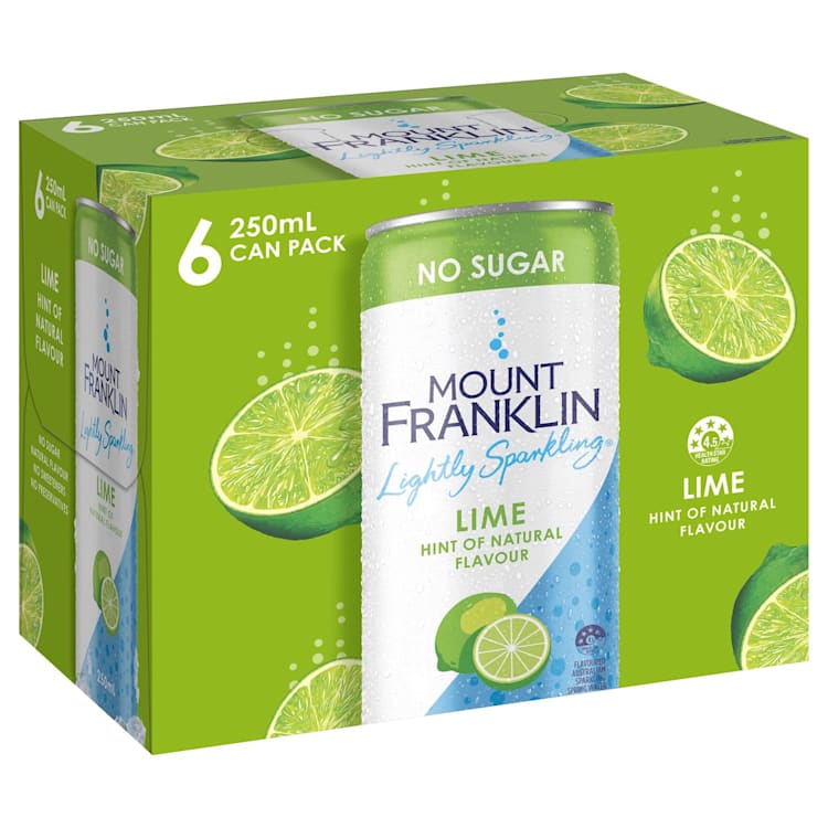 Mount Franklin Lightly Sparkling Water Lime Multipack Mini Cans