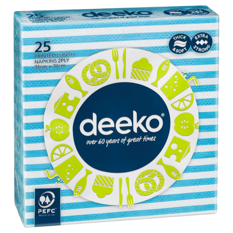 Deeko 2 Ply Printed Lunch Napkins