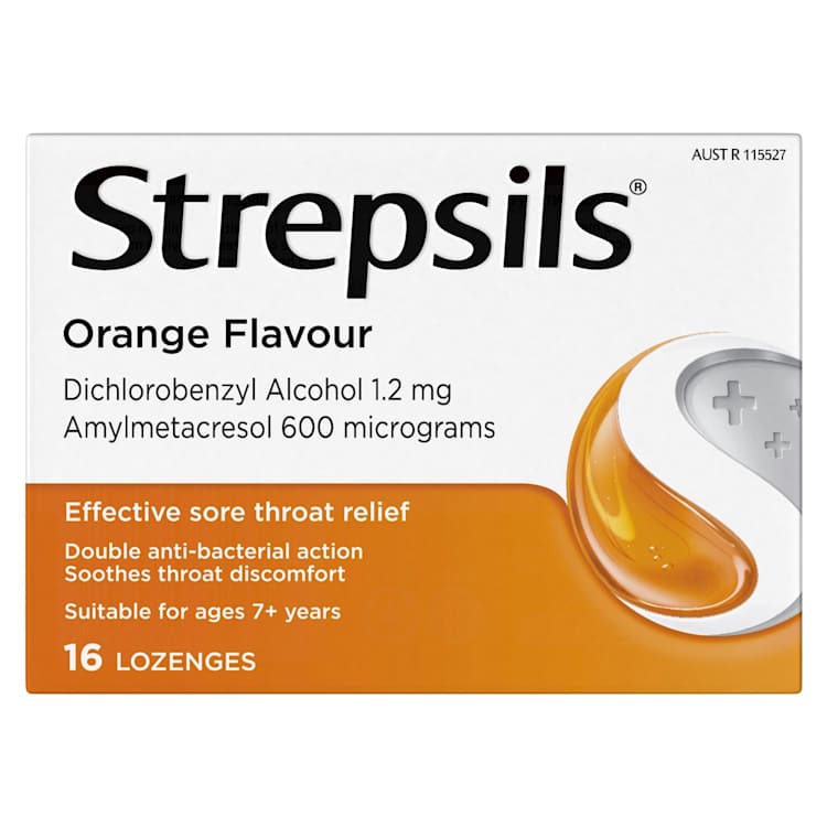 Strepsils Double Antibacterial Soothing Sore Throat Lozenges Orange