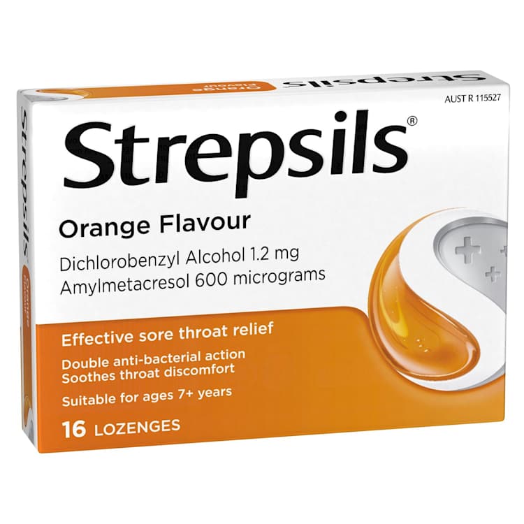 Strepsils Double Antibacterial Soothing Sore Throat Lozenges Orange