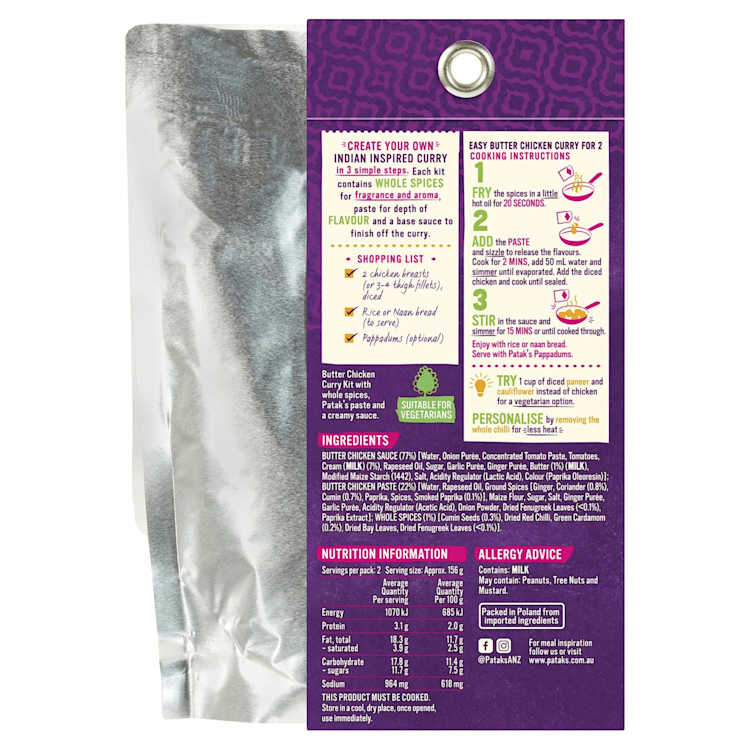 Patak's Mild & Creamy Butter Chicken Curry Kit