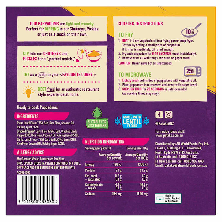 Patak's Assorted Pappadums