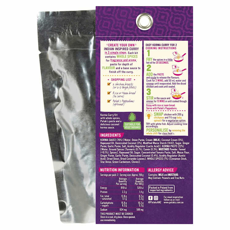 Patak's Creamy Korma Curry Kit