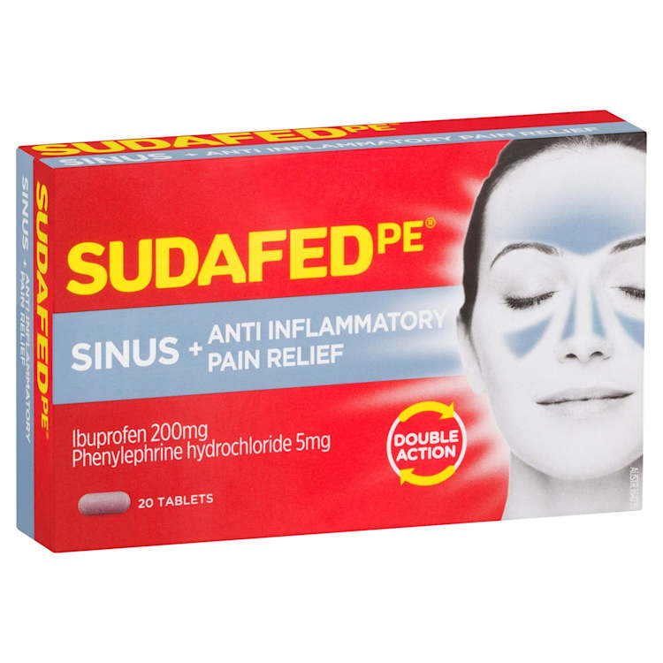Sudafed PE Sinus Pain Relief + Anti Inflammatory Double Action Tablets