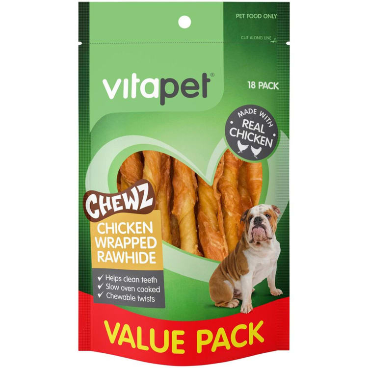 VitaPet Chewz Dog Treats Chicken Wrapped Rawhide Twists