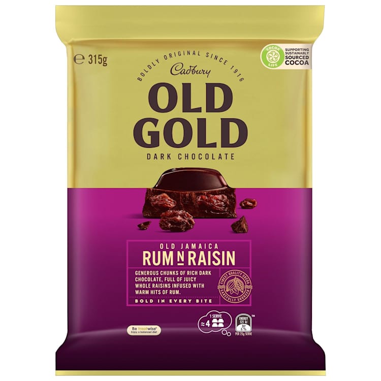 Cadbury Old Gold Dark Chocolate Old Jamaica Rum N Raisin