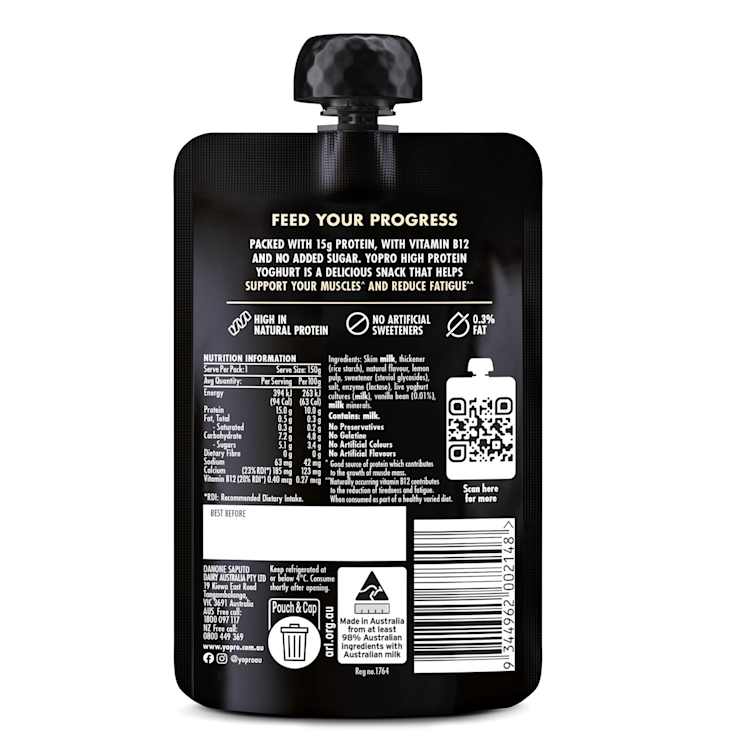 YoPRO High Protein Vanilla Pouch Yoghurt