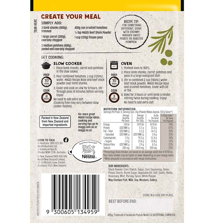 Maggi Slow Cooker Juicy Lamb Shanks Recipe Base