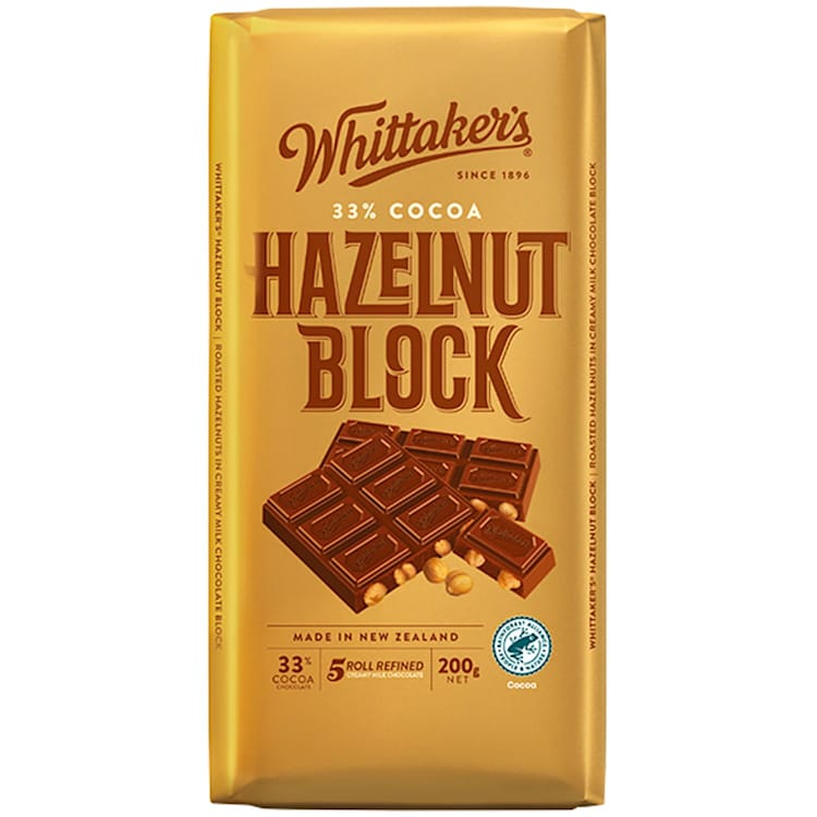 Whittaker's 33% Cocoa Hazelnut Milk Chocolate Block