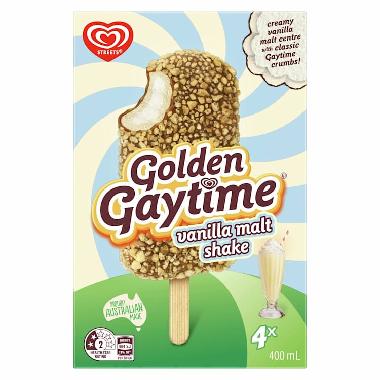 Streets Golden Gaytime Ice Confection Vanilla Malt Shake