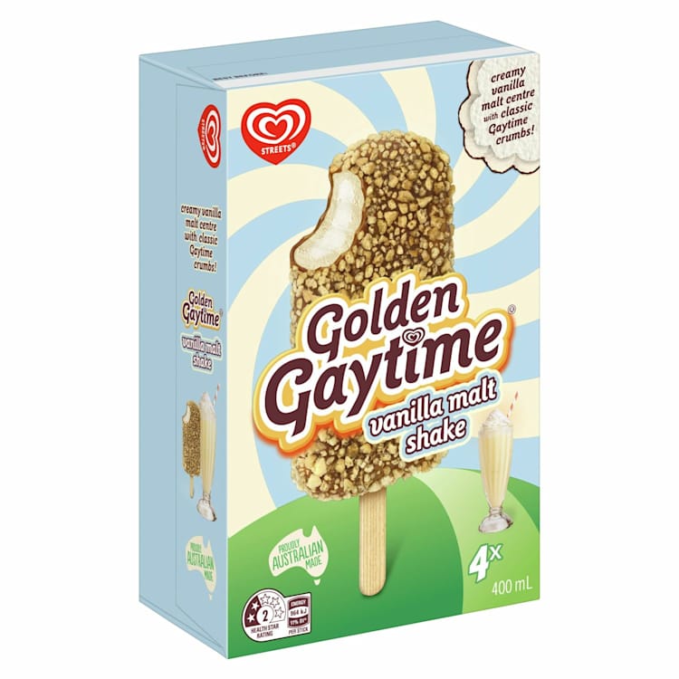 Streets Golden Gaytime Ice Confection Vanilla Malt Shake
