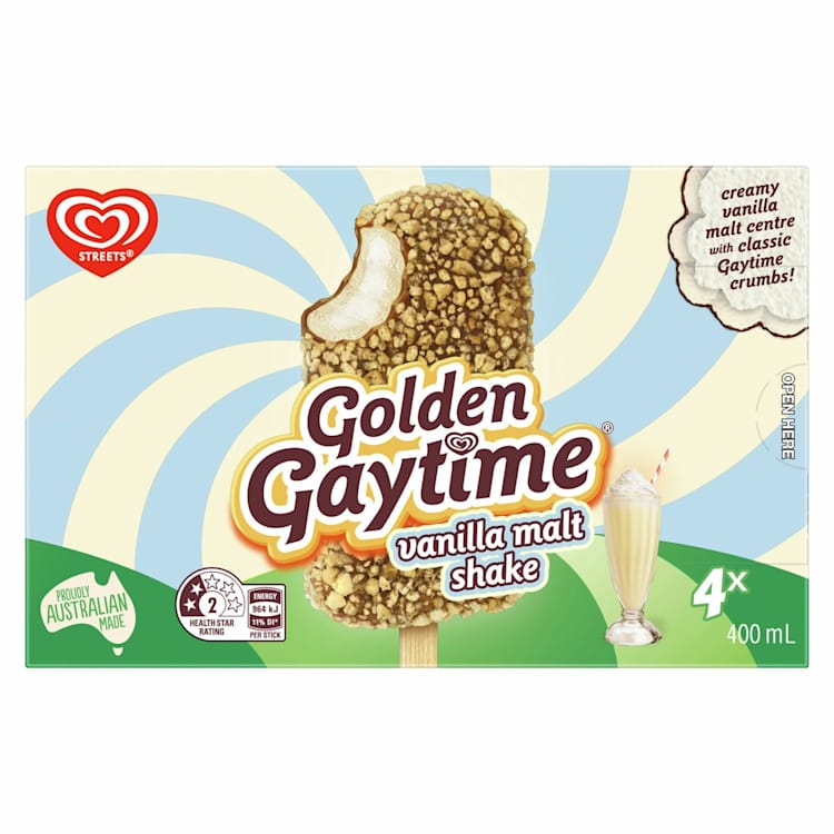 Streets Golden Gaytime Ice Confection Vanilla Malt Shake