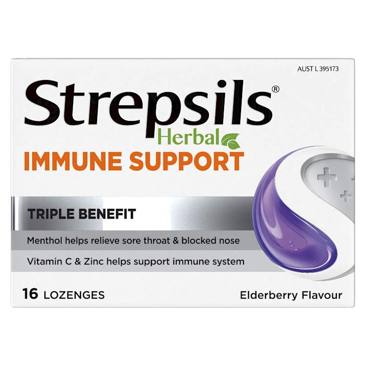 Strepsils Herbal Immune Support Lozenges Elderberry & Echinacea