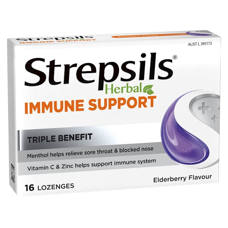 Strepsils Herbal Immune Support Lozenges Elderberry & Echinacea