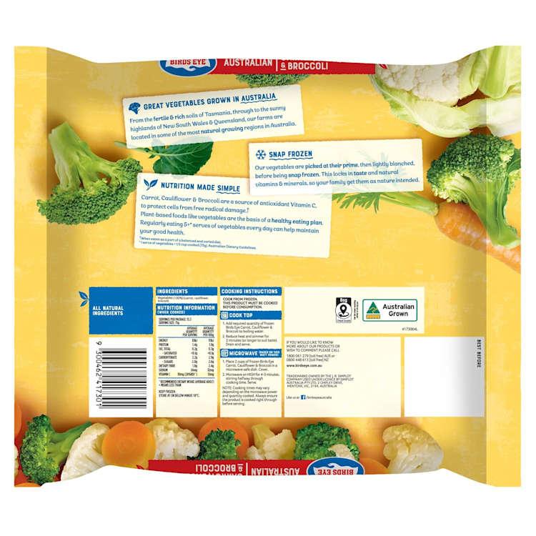 Birds Eye Snap Frozen Carrot, Cauliflower & Broccoli