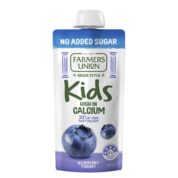 Farmers Union No Added Sugar Yoghurt Kids Pouch Blueberry