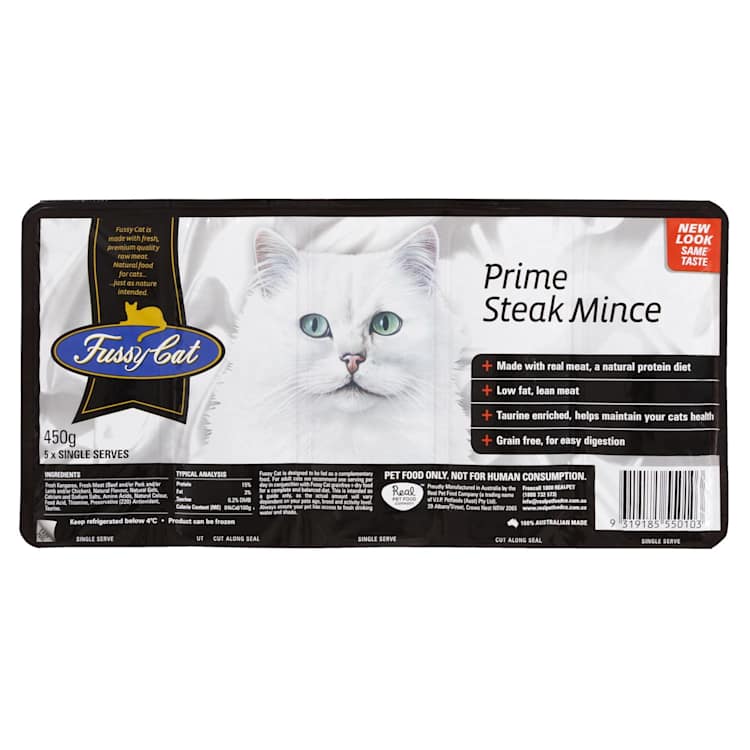 Fussy Cat Grain Free Prime Steak Mince Chilled Cat Food IGA Shop