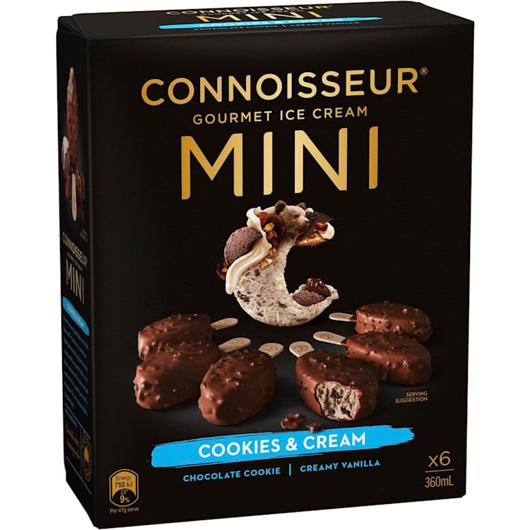 Connoisseur Gourmet Ice Cream Mini Cookies & Cream Sticks
