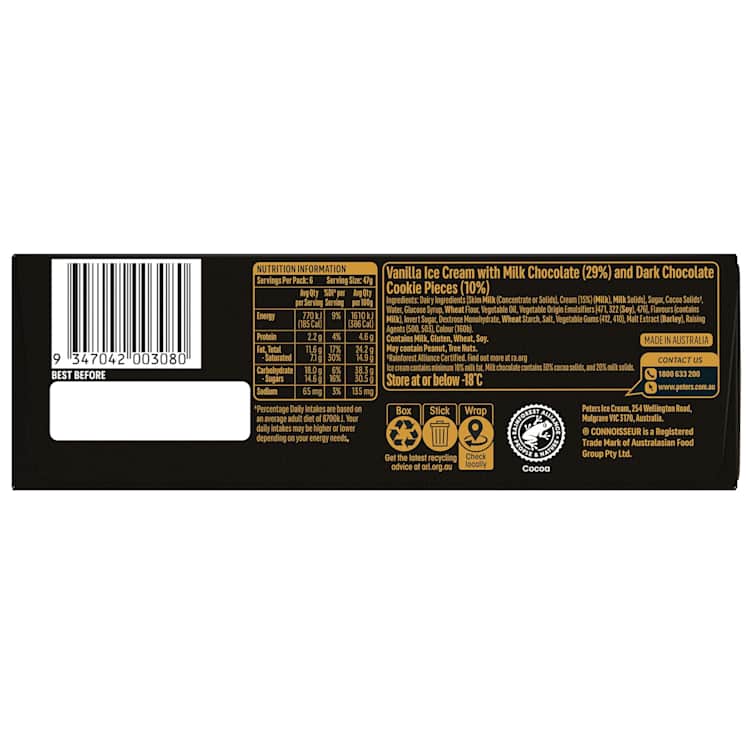 Connoisseur Gourmet Ice Cream Mini Cookies & Cream Sticks