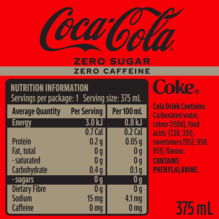 Coca Cola Zero Sugar Zero Caffeine