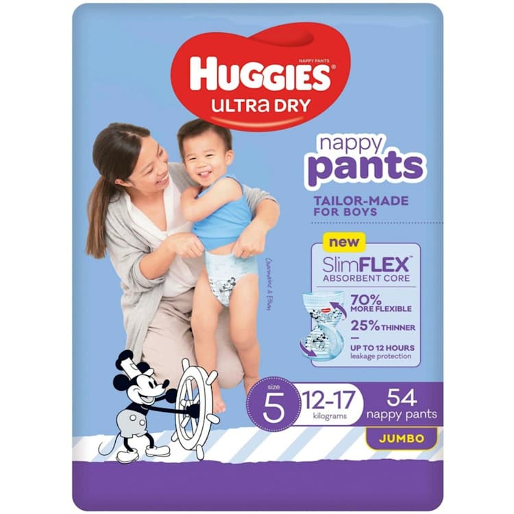 Huggies Ultra Dry Nappy Pants Boy Size 5 12 17kg