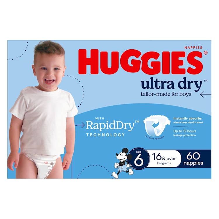 Huggies Ultra Dry Nappies Boys Size 6 (16+kg)