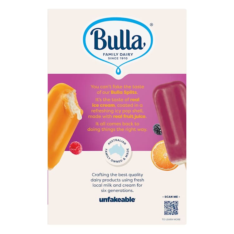 Bulla Splits Ice Cream Wildberry Orange Tropical