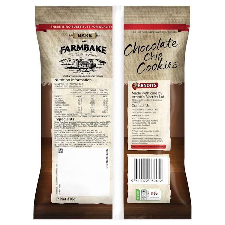Arnott's Farmbake Cookies Chocolate Chip