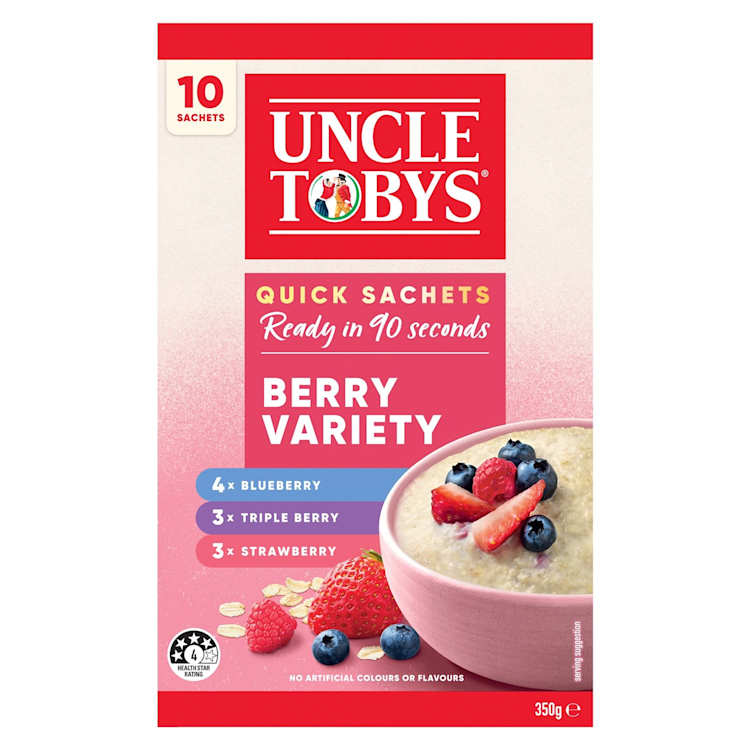 Uncle Tobys Oats Quick Sachets Breakfast Cereal Berry Variety