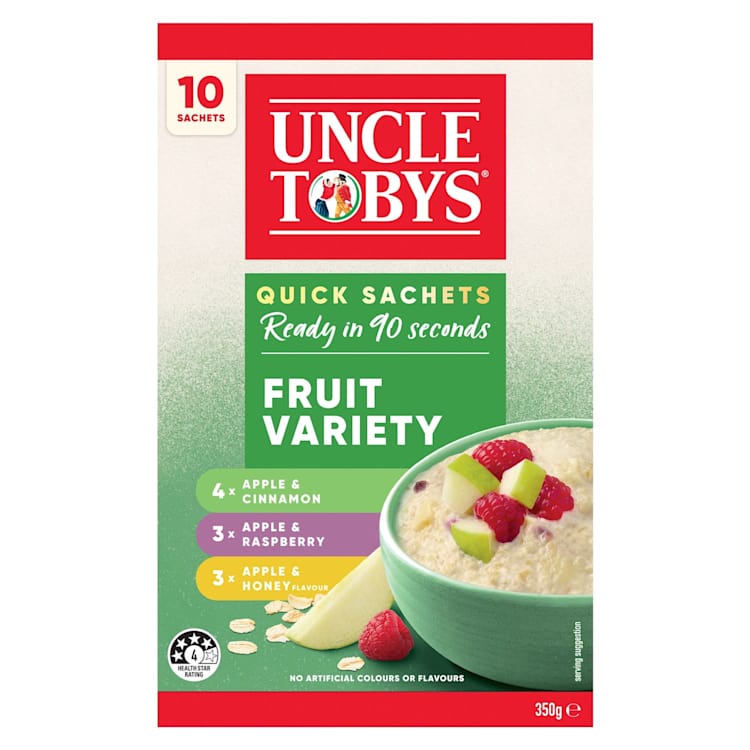 Uncle Tobys Oats Quick Sachets Breakfast Cereal Fruit Variety