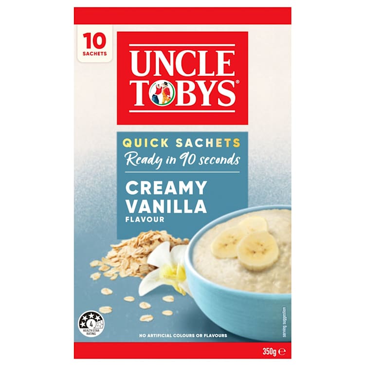 Uncle Tobys Oats Quick Sachets Breakfast Cereal Creamy Vanilla