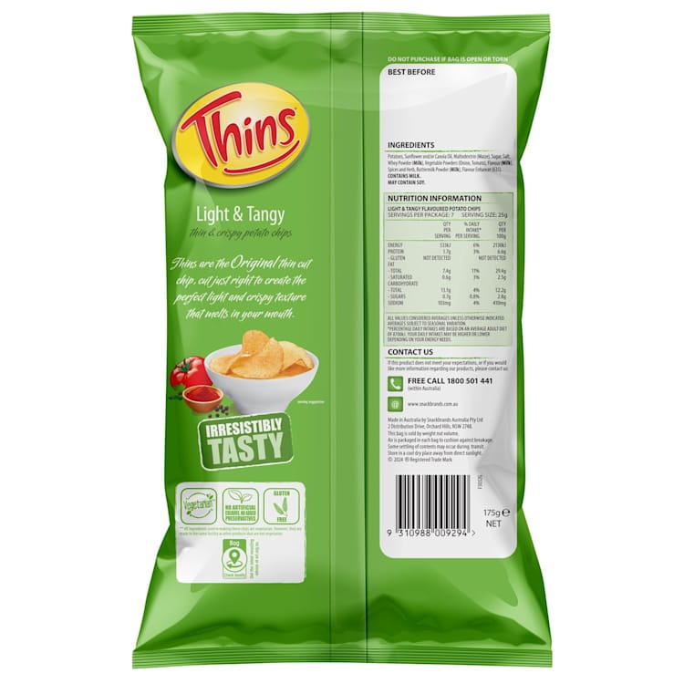 Thins Potato Chips Light & Tangy