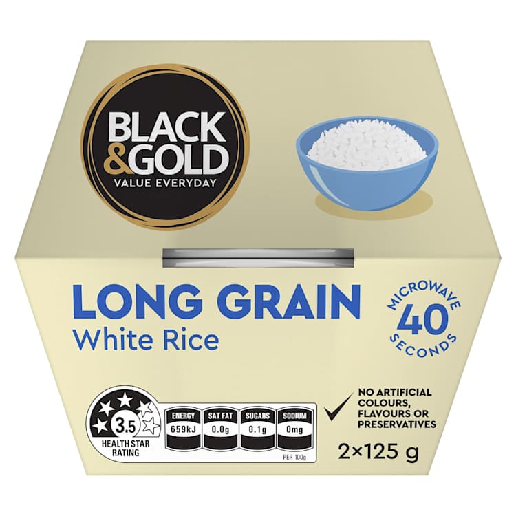 Black & Gold Long Grain Microwave Rice Cups