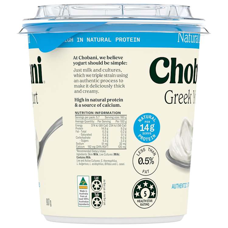 Chobani Greek Yoghurt Natural Light