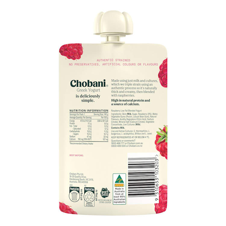 Chobani Greek Yoghurt Raspberry Pouch