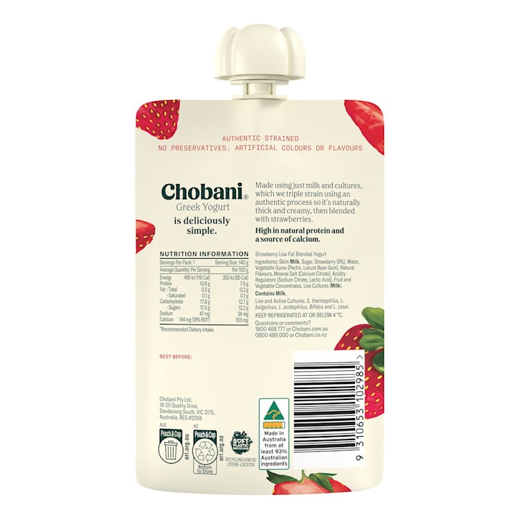 Chobani Greek Yoghurt Strawberry Pouch