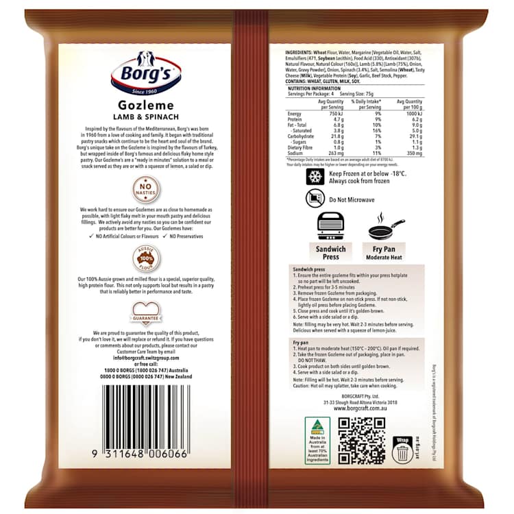 Borg's Lamb & Spinach Gozleme