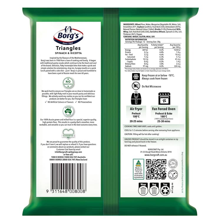 Borg's Spinach & Ricotta Triangles