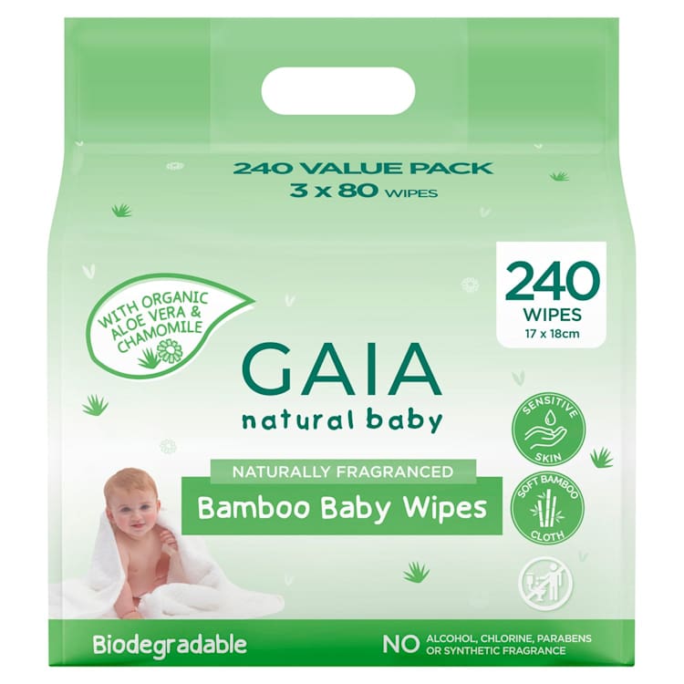 GAIA Natural Baby Bamboo Baby Wipes