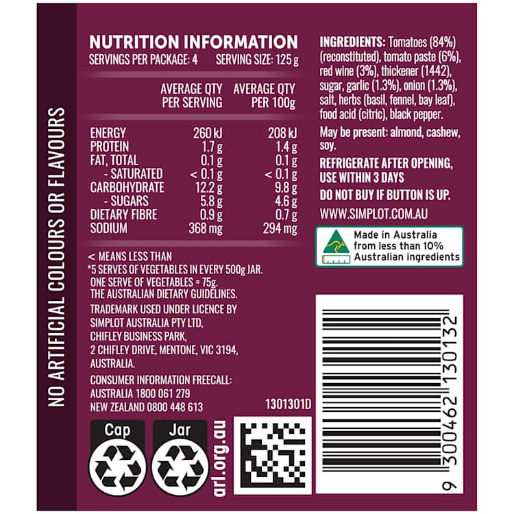 Raguletto Red Wine & Garlic Sauce