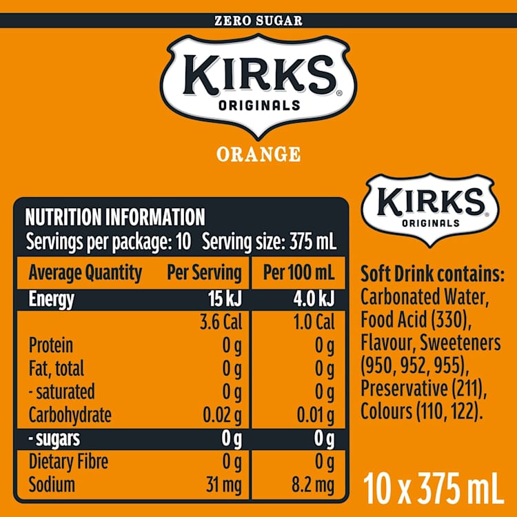 Kirks Orange Sugar Free Multipack Cans