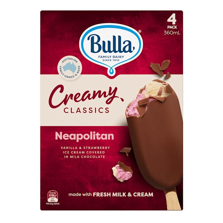 Bulla Creamy Classics  Neapolitan Vanilla Strawberry Stick