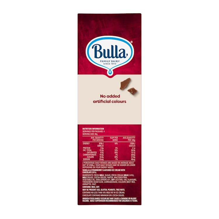 Bulla Creamy Classics  Neapolitan Vanilla Strawberry Stick