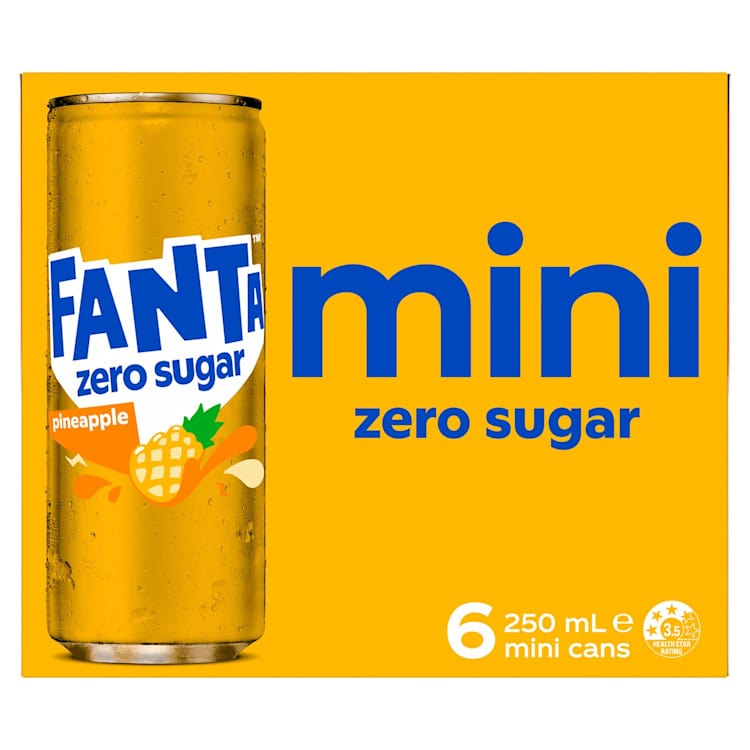 Fanta Pineapple Zero Sugar Soft Drink Multipack Mini Can